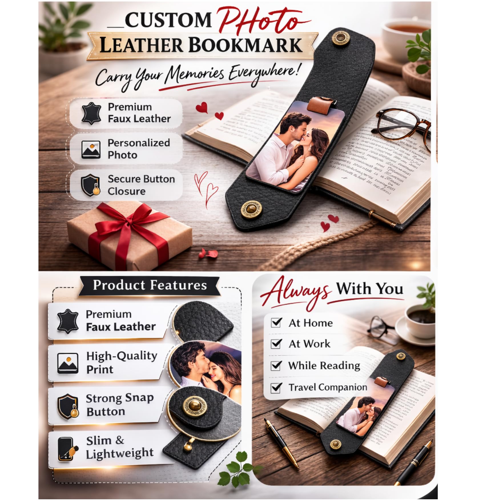 The Bae Gift Personalised Vegan Leather Keychain with Custom Name and Photo Slot, Unisex Modern Style - in use (14)