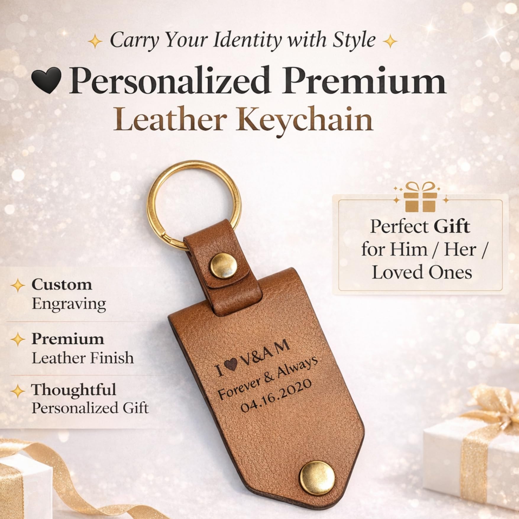 The Bae Gift Personalised Vegan Leather Keychain with Custom Name and Photo Slot, Unisex Modern Style - ingredients panel (33