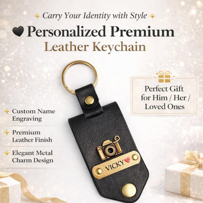 The Bae Gift Personalised Vegan Leather Keychain with Custom Name and Photo Slot, Unisex Modern Style - packaging