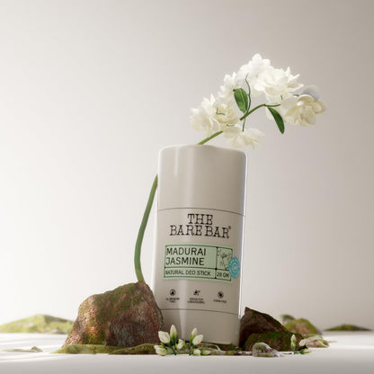 The Bare Bar Madurai Jasmine Natural Deodorant Stick, 28g, Aluminium-Free, Baking Soda-Free, Unisex