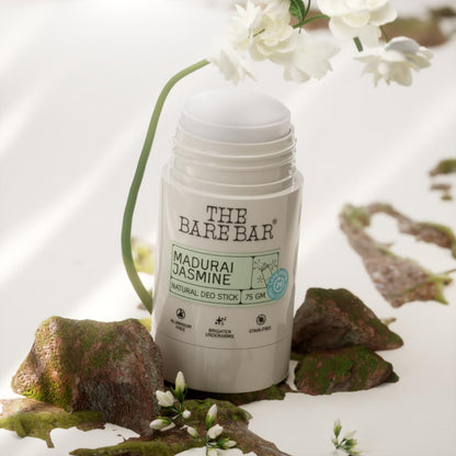 The Bare Bar Madurai Jasmine Natural Deodorant Stick, 28g, Aluminium-Free, Baking Soda-Free, Unisex (10)