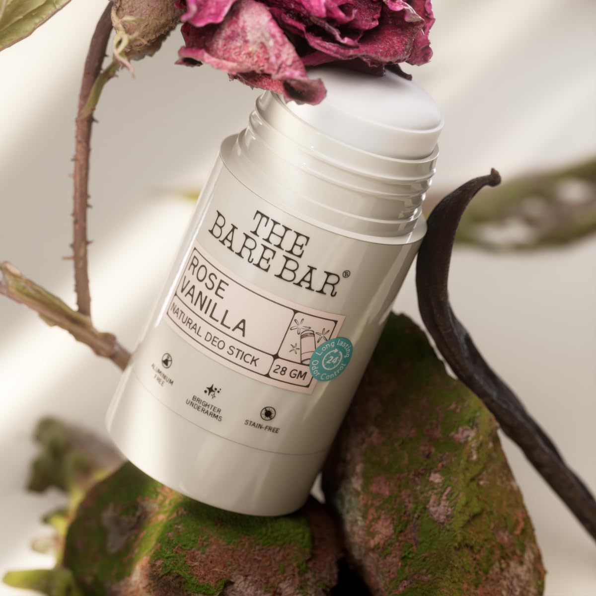 The Bare Bar Madurai Jasmine Natural Deodorant Stick, 28g, Aluminium-Free, Baking Soda-Free, Unisex (23)