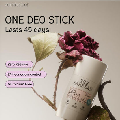 The Bare Bar Madurai Jasmine Natural Deodorant Stick, 28g, Aluminium-Free, Baking Soda-Free, Unisex - packaging (25)