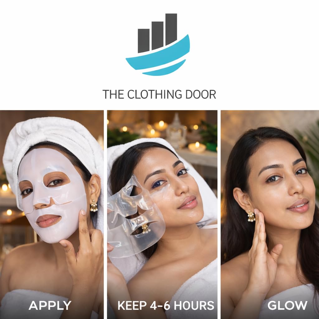 THE CLOTHING DOOR Hydrogel Face Mask, 34ml, Overnight Sheet Mask - Cold Face Mask for Women - back view