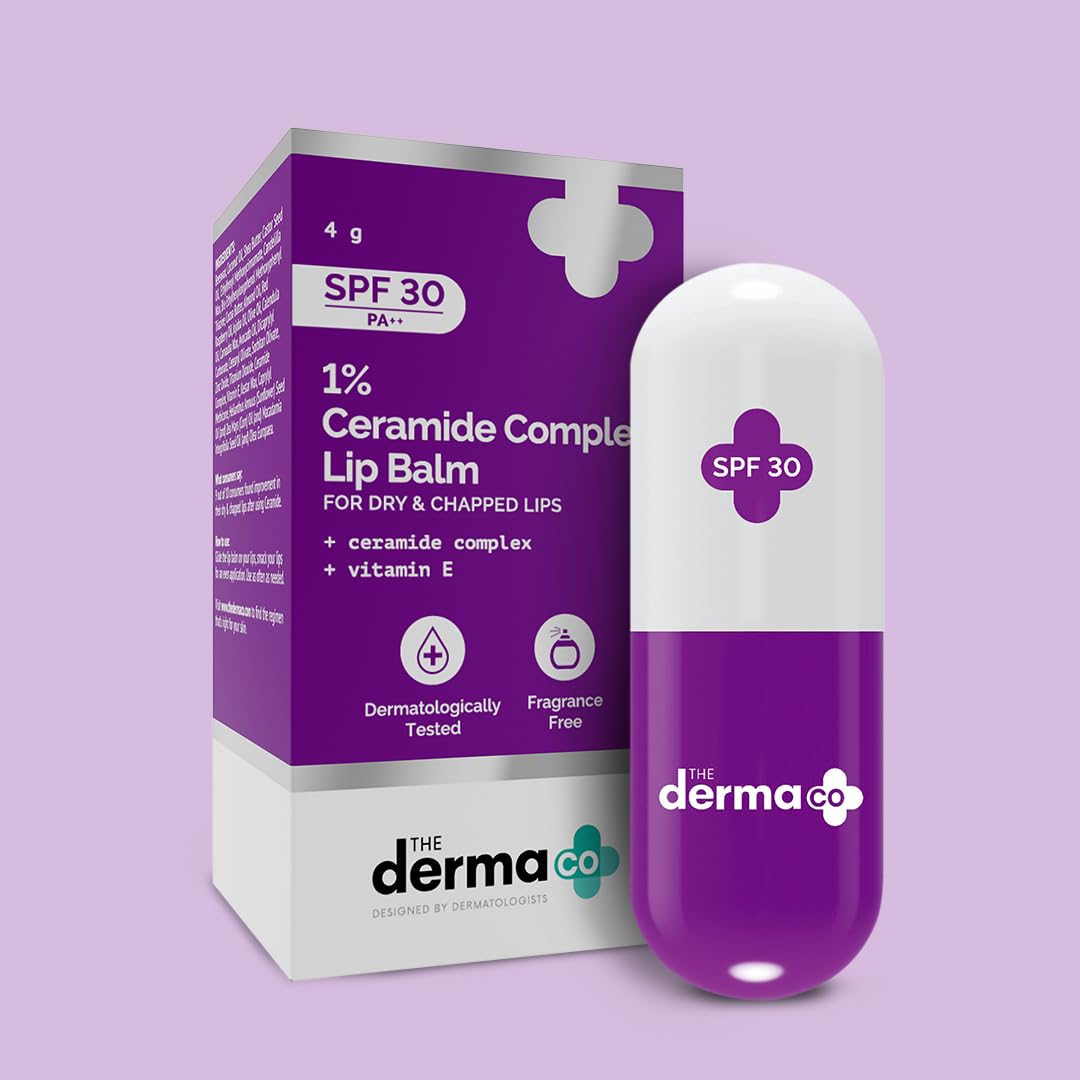 The Derma Co 1% Ceramide Complex Lip Balm with Vitamin E, SPF 30 PA++ Sunscreen, 4g - front view