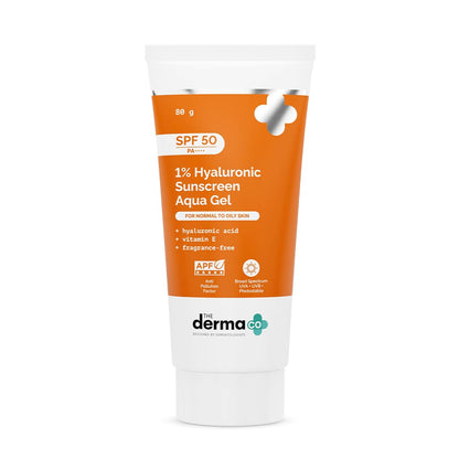 The Derma Co 1% Hyaluronic Sunscreen Aqua Gel SPF 50 PA++++, Broad Spectrum Sunscreen, Hydrating, Fragrance-Free (17)