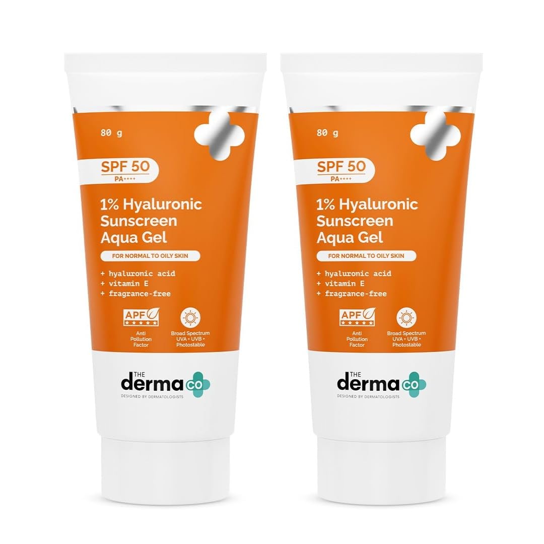 The Derma Co 1% Hyaluronic Sunscreen Aqua Gel SPF 50 PA++++, Broad Spectrum Sunscreen, Hydrating, Fragrance-Free (19)
