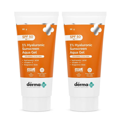 The Derma Co 1% Hyaluronic Sunscreen Aqua Gel SPF 50 PA++++, Broad Spectrum Sunscreen, Hydrating, Fragrance-Free (19)