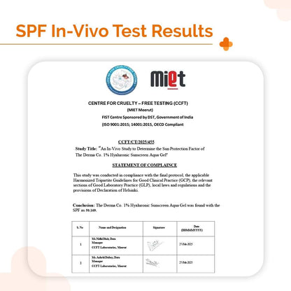 The Derma Co 1% Hyaluronic Sunscreen Aqua Gel SPF 50 PA++++, Broad Spectrum Sunscreen, Hydrating, Fragrance-Free - in use (26