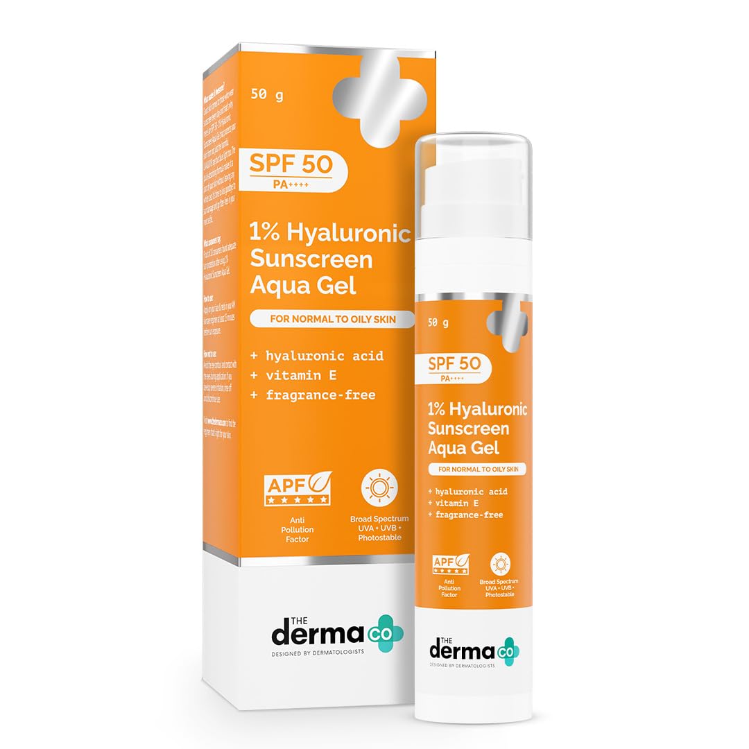 The Derma Co 1% Hyaluronic Sunscreen Aqua Gel SPF 50 PA++++, Broad Spectrum Sunscreen, Hydrating, Fragrance-Free (8)