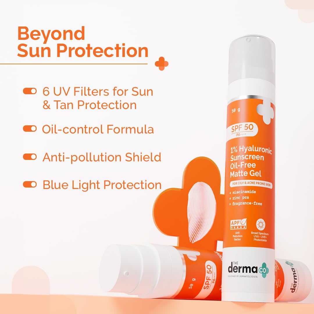 The Derma Co 1% Hyaluronic Sunscreen Oil-Free Matte Gel SPF 50 PA++++ for Oily Acne-Prone Skin - back view