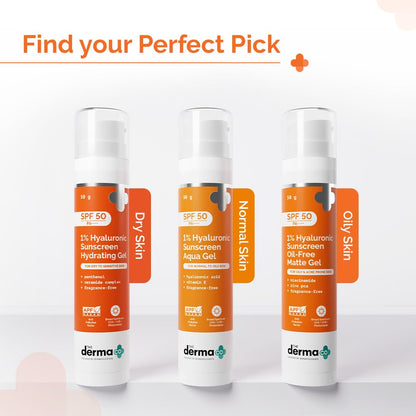 The Derma Co 1% Hyaluronic Sunscreen Oil-Free Matte Gel SPF 50 PA++++ for Oily Acne-Prone Skin - size and scale