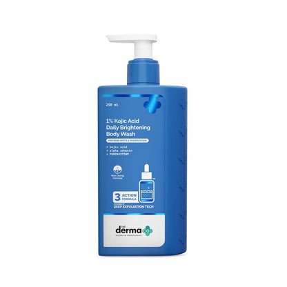 The Derma Co 1% Kojic Acid Body Wash with Alpha Arbutin, 250ml, Fragrance-Free Body Wash Gel for All Skin Types