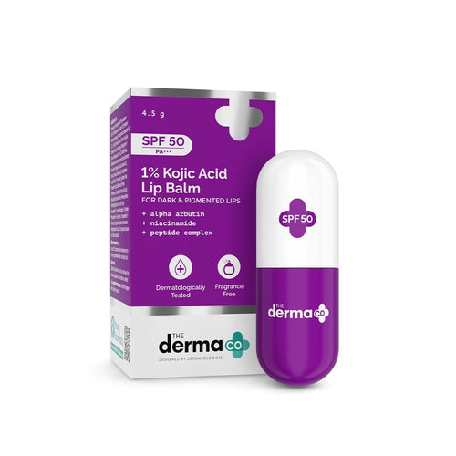 The Derma Co 1% Kojic Acid Lip Balm with SPF 50 PA+++, Arbutin and Peptide Complex, 4.5g