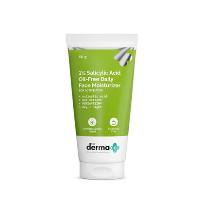 The Derma Co 1% Salicylic Acid Oil-Free Face Moisturizer with Oat Extract, 50g