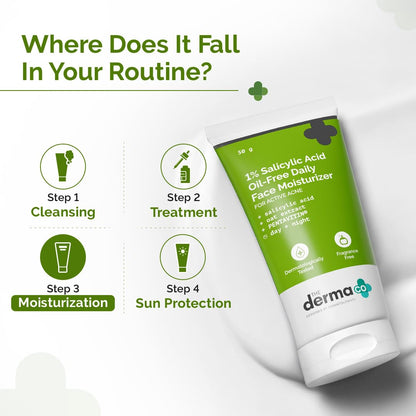 The Derma Co 1% Salicylic Acid Oil-Free Face Moisturizer with Oat Extract, 50g - packaging