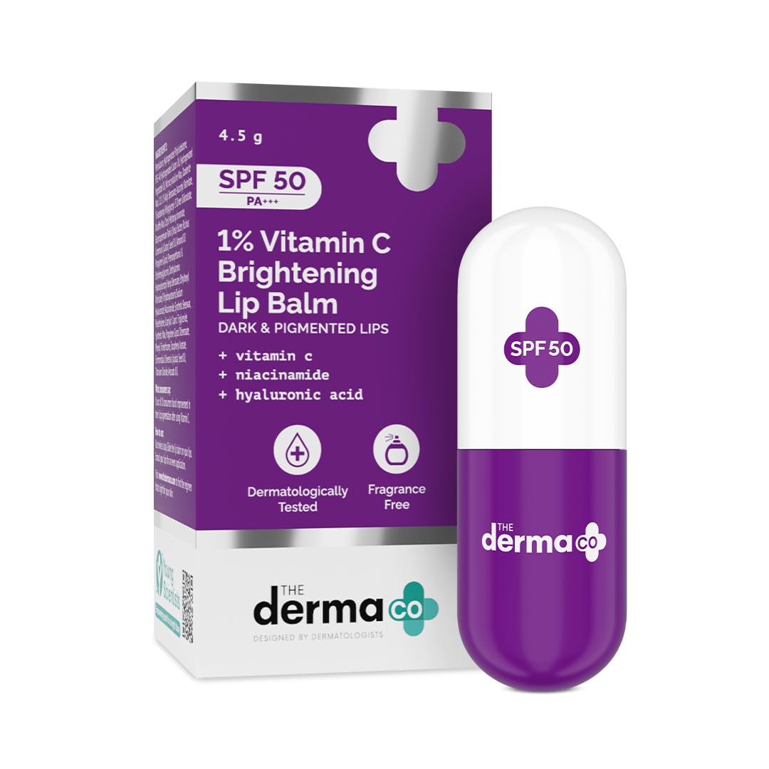 The Derma Co 1% Vitamin C Lip Balm with SPF 50 PA+++, Niacinamide and Hyaluronic Acid, 4.5g