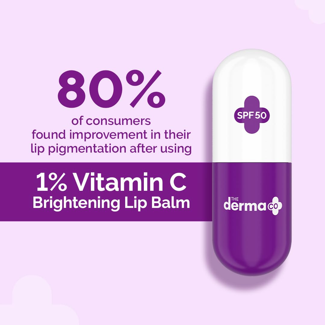 The Derma Co 1% Vitamin C Lip Balm with SPF 50 PA+++, Niacinamide and Hyaluronic Acid, 4.5g - ingredients panel