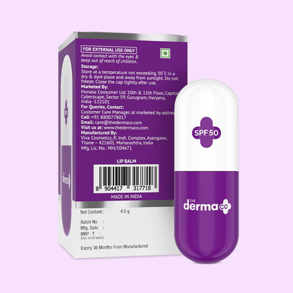 The Derma Co 1% Vitamin C Lip Balm with SPF 50 PA+++, Niacinamide and Hyaluronic Acid, 4.5g - size and scale