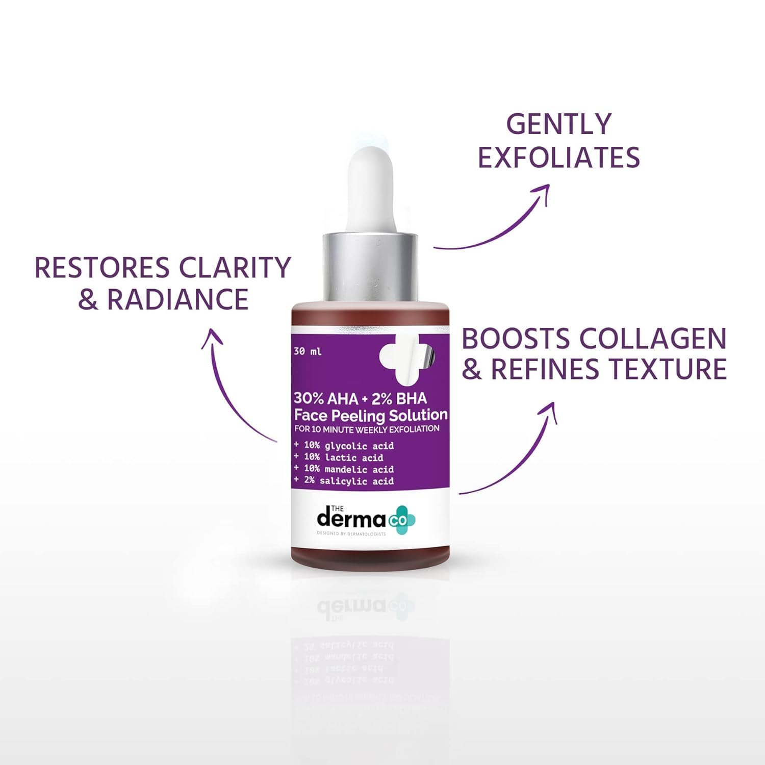 The Derma Co 30% AHA + 2% BHA Peeling Solution, 30 ml, Facial Exfoliant Serum - back view