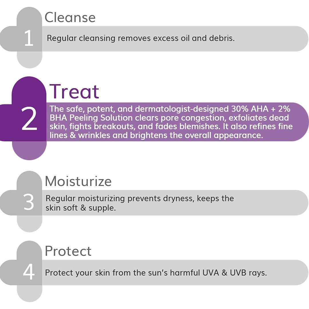 The Derma Co 30% AHA + 2% BHA Peeling Solution, 30 ml, Facial Exfoliant Serum - packaging