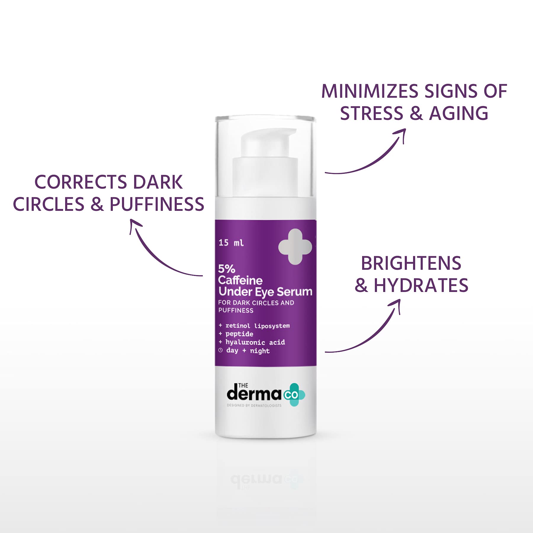 The Derma Co 5% Caffeine Under Eye Serum with Retinol & Peptide, 15ml Face Serum - back view