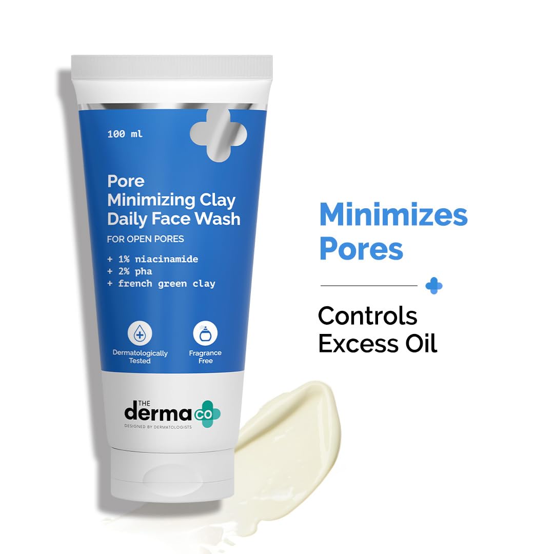 The Derma Co Pore Minimizing Clay Daily Face Wash with 1% Niacinamide and 2% PHA, 100 ml - front view