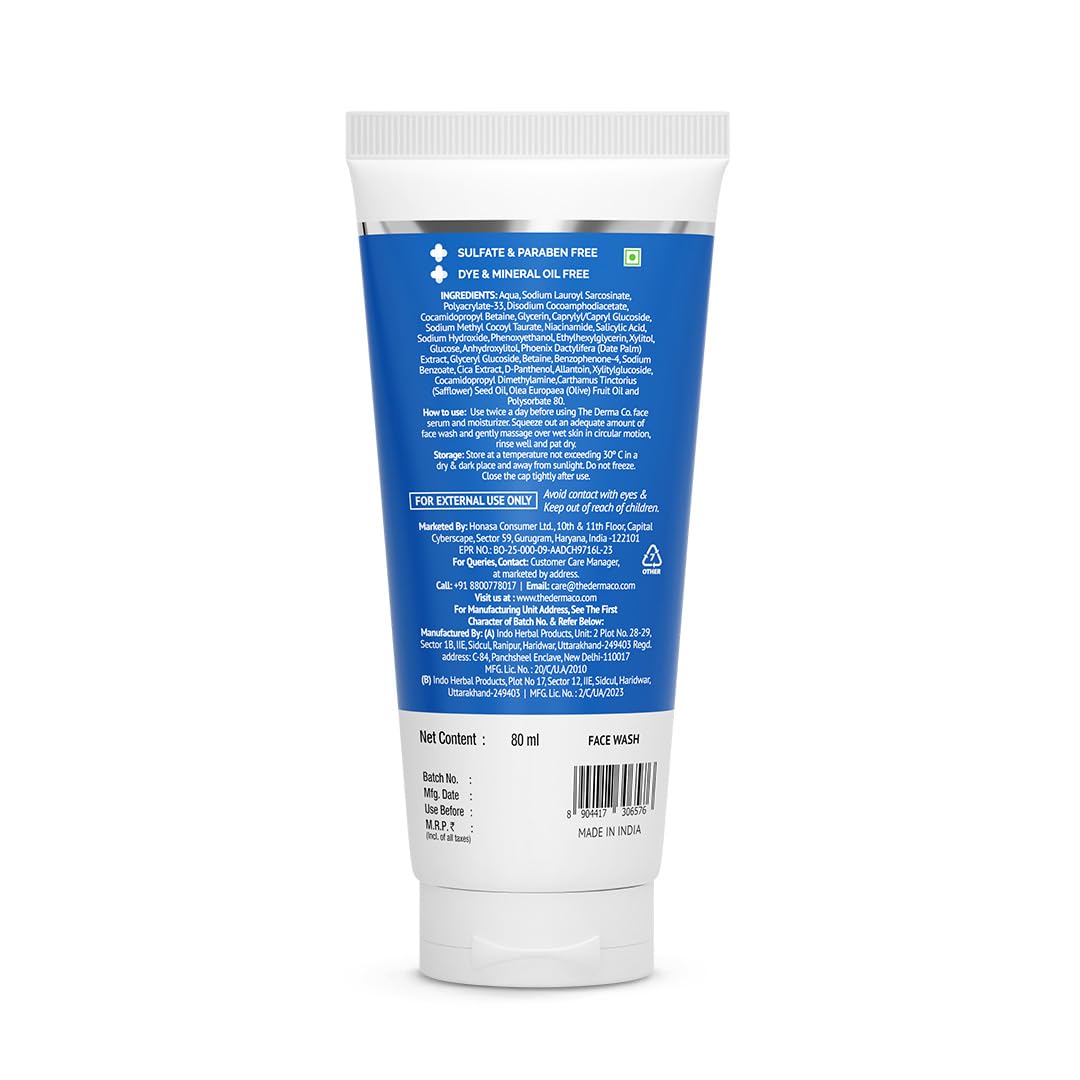 The Derma Co Sali-Cinamide Face Wash, 2% Salicylic Acid & 2% Niacinamide, Facial Cleanser - size and scale