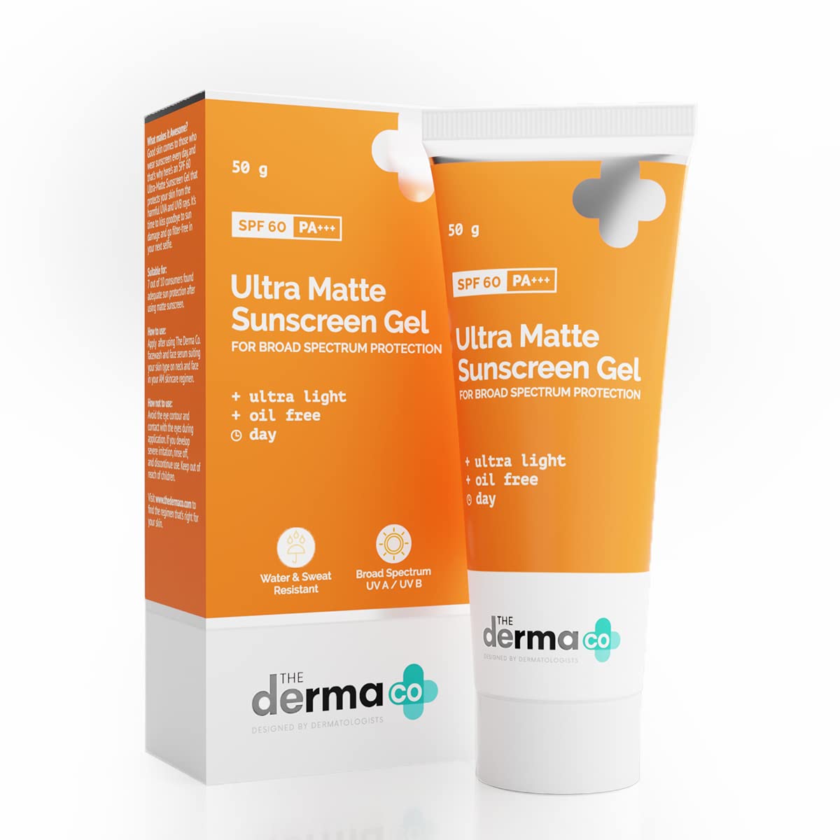 The Derma Co Ultra Matte Sunscreen Gel with SPF 60 PA+++, 50g, Oil-Free Facial Sunscreen for All Skin Types