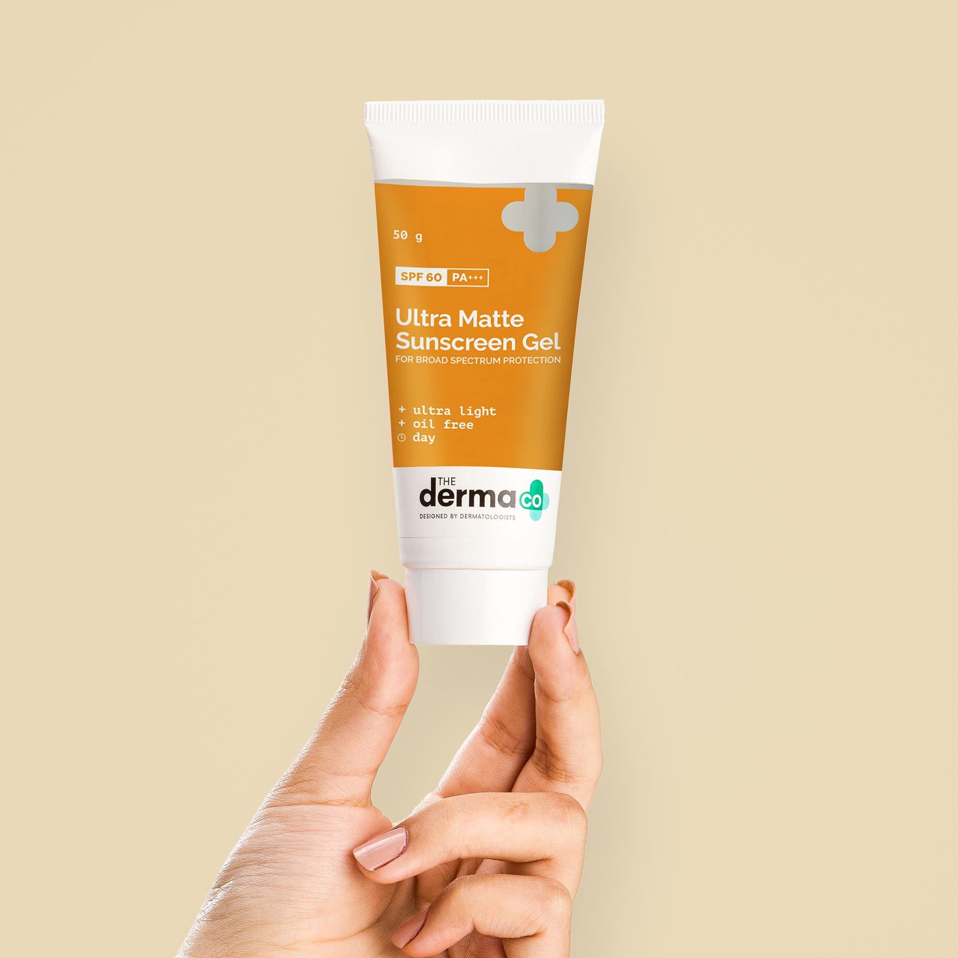 The Derma Co Ultra Matte Sunscreen Gel with SPF 60 PA+++, 50g, Oil-Free Facial Sunscreen for All Skin Types - front view