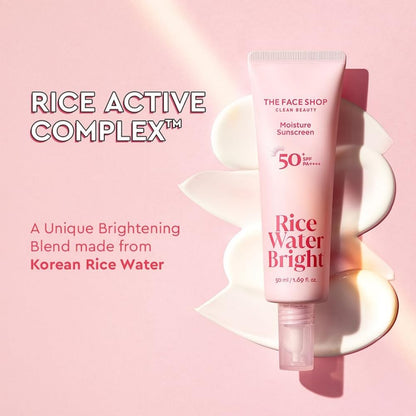 The Face Shop Rice Water Bright Sunscreen SPF 50+ PA++++, 50ml, Korean Sun Cream - front view