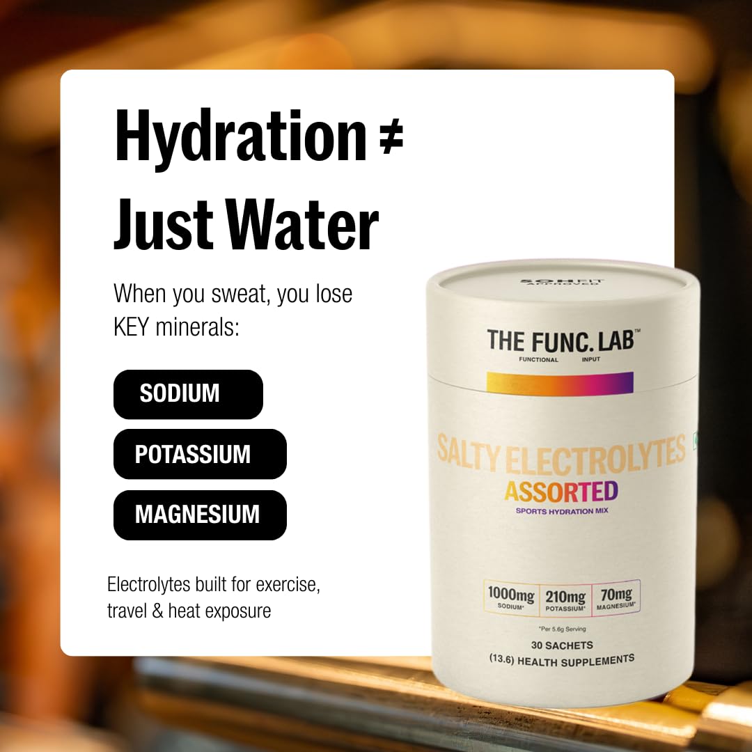The Func. Lab Daily Electrolytes - Assorted | 15 Sachets | Instant Hydration Powder with Sodium, Potassium, Magnesium | Sugar
