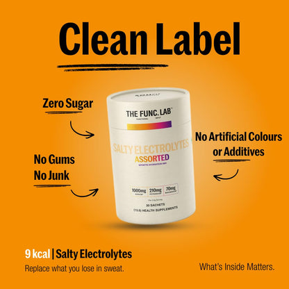 The Func. Lab Daily Electrolytes - Assorted | 15 Sachets | Instant Hydration Powder with Sodium, Potassium, Magnesium | Sugar