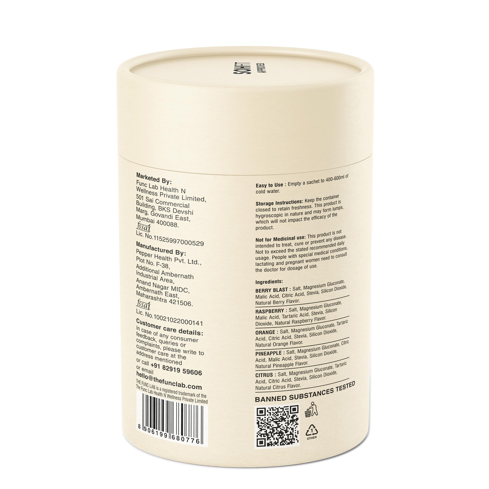 The Func. Lab Daily Electrolytes - Assorted | 15 Sachets | Instant Hydration Powder with Sodium, Potassium, Magnesium | Sugar