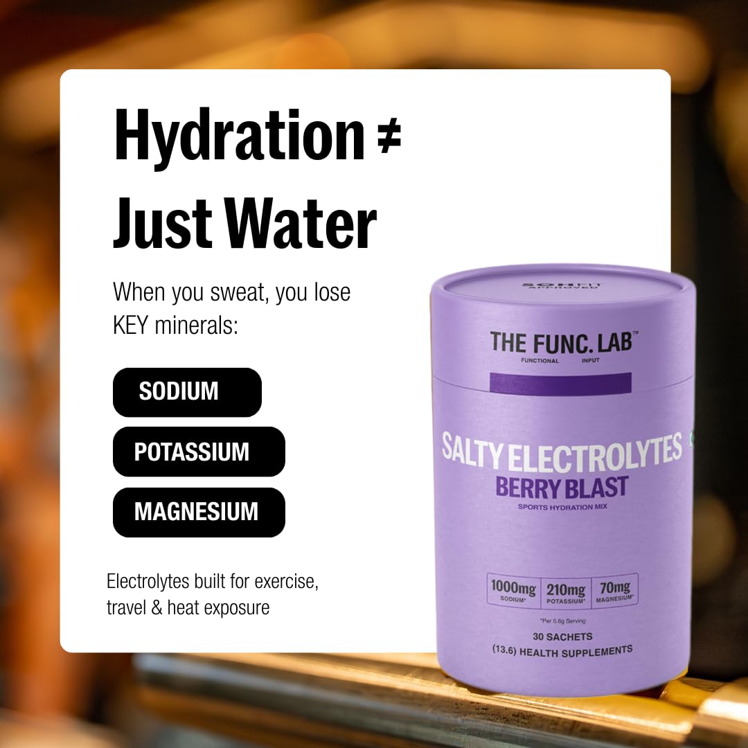 The Func. Lab Daily Electrolytes - Assorted | 15 Sachets | Instant Hydration Powder with Sodium, Potassium, Magnesium | Sugar