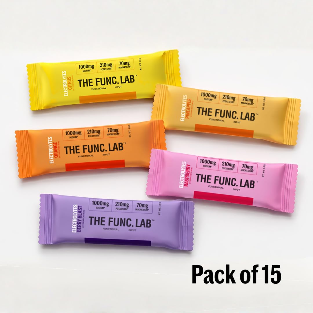 The Func. Lab Daily Electrolytes - Assorted | 15 Sachets | Instant Hydration Powder with Sodium, Potassium, Magnesium | Sugar