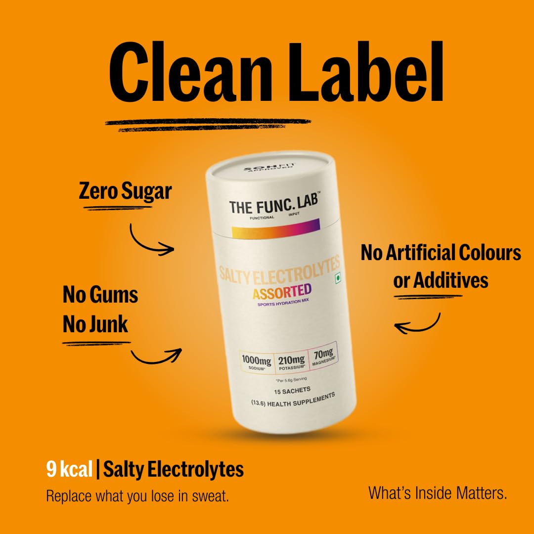The Func. Lab Daily Electrolytes - Assorted | 15 Sachets | Instant Hydration Powder with Sodium, Potassium, Magnesium | Sugar
