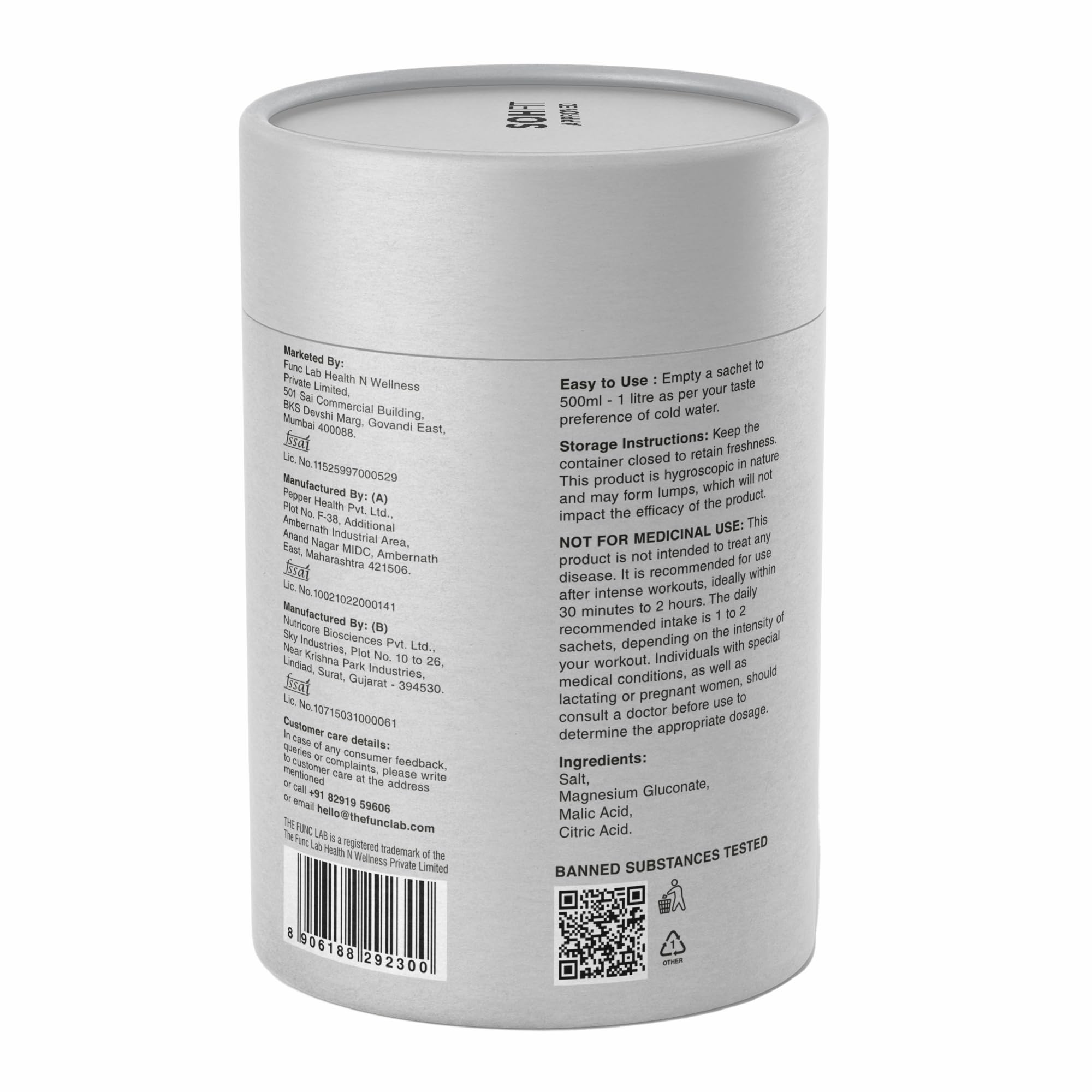 The Func. Lab Daily Electrolytes - Assorted | 15 Sachets | Instant Hydration Powder with Sodium, Potassium, Magnesium | Sugar