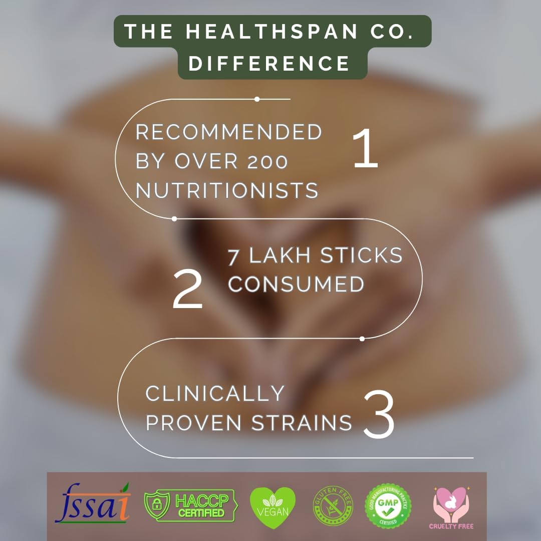 The Healthspan Co. Relief From Digestive Issues,Gas,Bloating,Acidity & Constipation|3 Bn Cfu Of Probiotic|Digestive Enzymes &