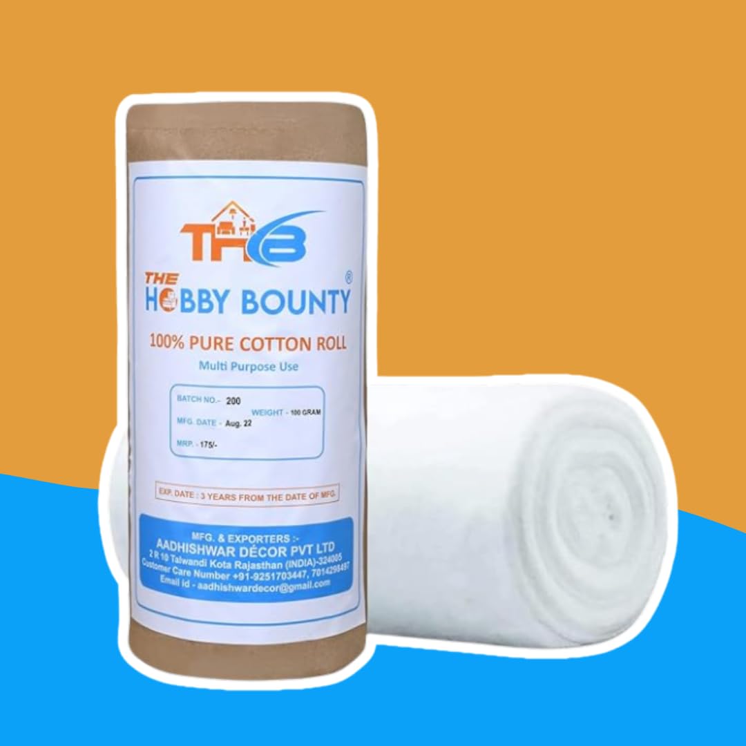 The Hobby Bounty Pure Cotton Roll, Cotton, Multi-Use Cotton Pads for Skincare, Baby Care, and Makeup Removal