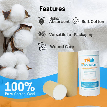 The Hobby Bounty Pure Cotton Roll, Cotton, Multi-Use Cotton Pads for Skincare, Baby Care, and Makeup Removal - close-up detai