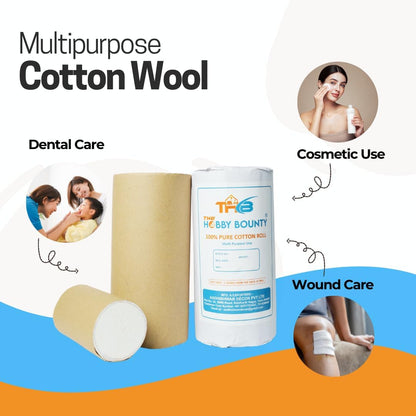 The Hobby Bounty Pure Cotton Roll, Cotton, Multi-Use Cotton Pads for Skincare, Baby Care, and Makeup Removal - back view (14)