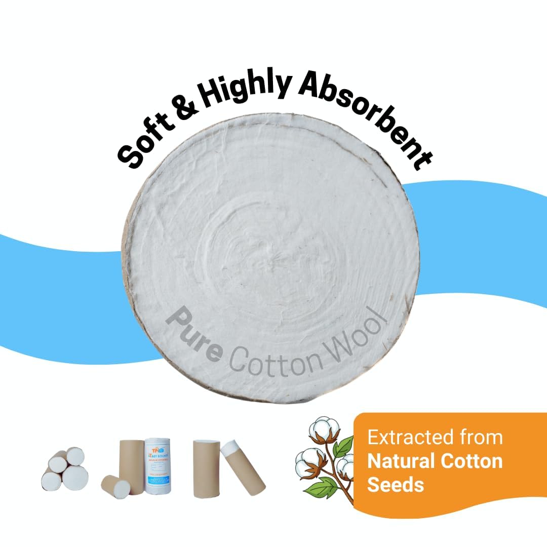 The Hobby Bounty Pure Cotton Roll, Cotton, Multi-Use Cotton Pads for Skincare, Baby Care, and Makeup Removal - close-up detai