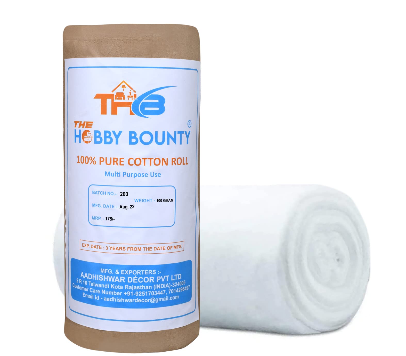 The Hobby Bounty Pure Cotton Roll, Cotton, Multi-Use Cotton Pads for Skincare, Baby Care, and Makeup Removal (20)
