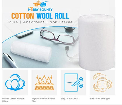 The Hobby Bounty Pure Cotton Roll, Cotton, Multi-Use Cotton Pads for Skincare, Baby Care, and Makeup Removal - back view (22)