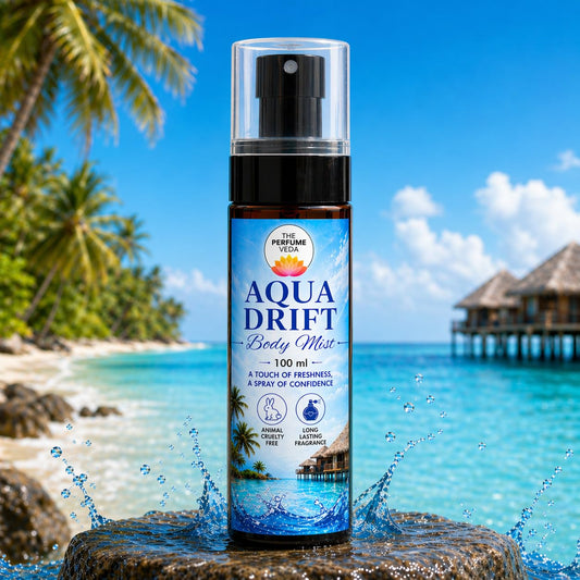 THE PERFUME VEDA Aqua Drift Body Mist, 100ml, Unisex Aquatic Fragrance, Travel-Friendly Body Spray