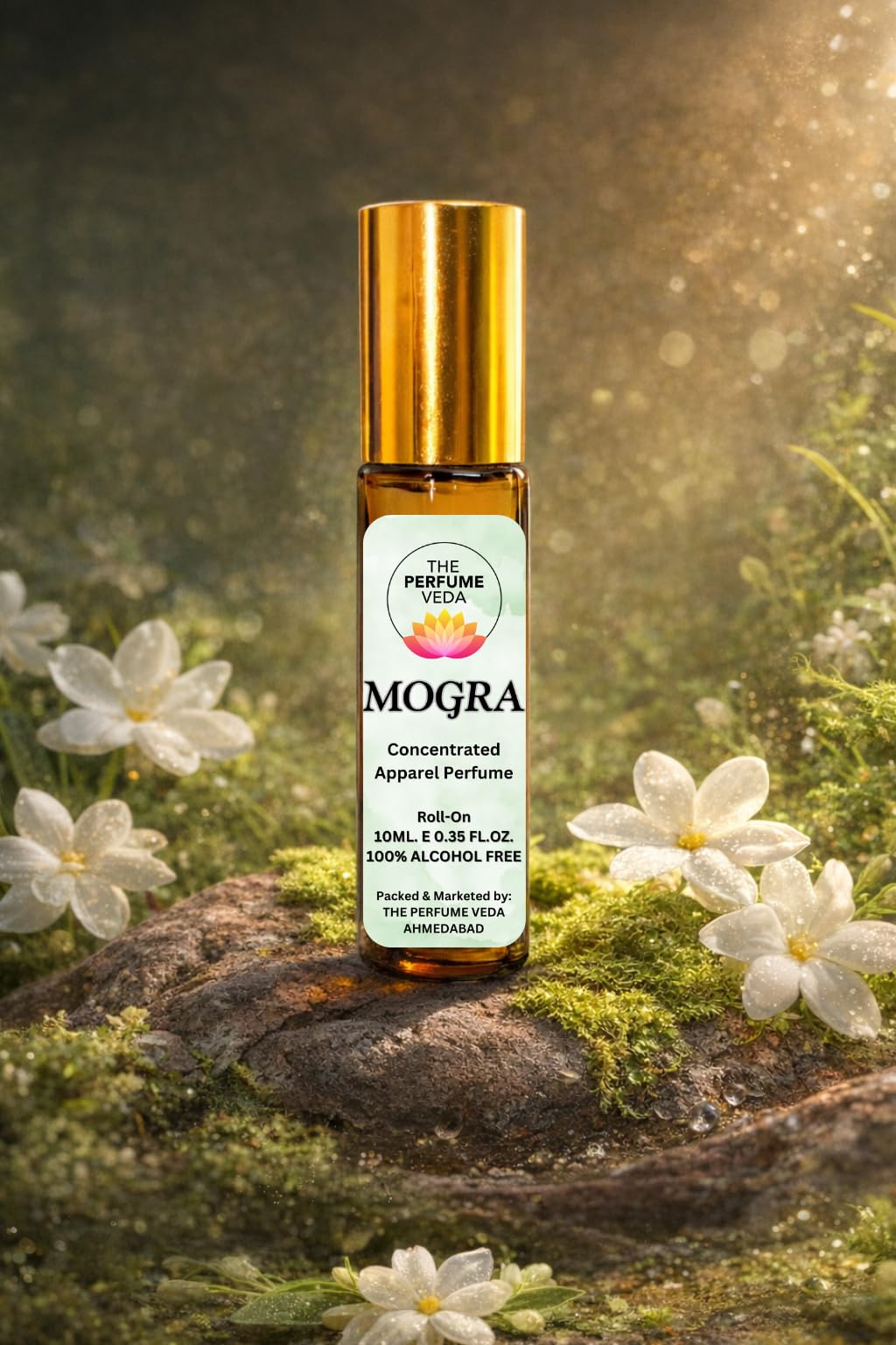 THE PERFUME VEDA Mogra (Jasmine) Attar, 10ml, Non-Alcoholic Roll-On Perfume Oil for Men and Women