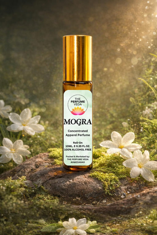 THE PERFUME VEDA Mogra (Jasmine) Attar, 10ml, Non-Alcoholic Roll-On Perfume Oil for Men and Women
