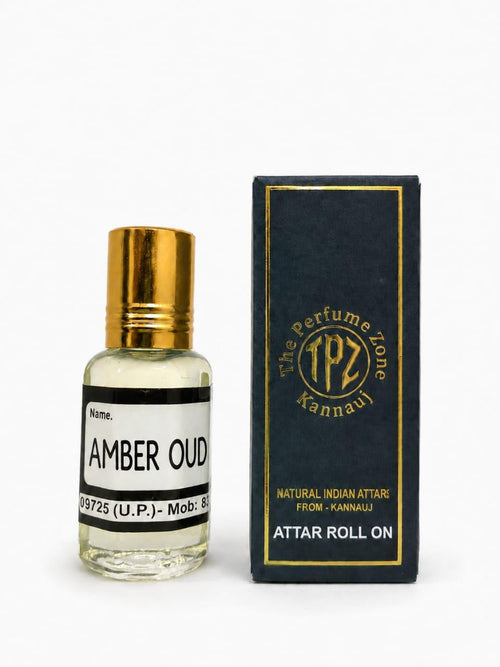 The Perfume Zone Kannauj TPZ Amber Oud Attar Roll-On, Alcohol-Free Natural Oil, Unisex, Amber Oud Fragrance