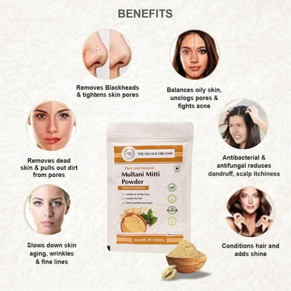 The Village Organic Herbal Powder Combo Pack for Hair & Skin Care - 5 Ayurvedic Herbs - packaging